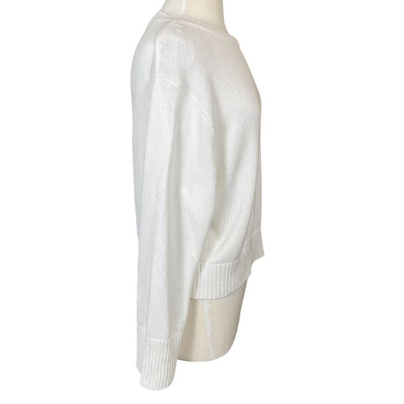 BRIT.NY White Cotton LS Sweater Embroidered Pickleball/Tennis & Scrunchie L NWT - Picture 3 of 11